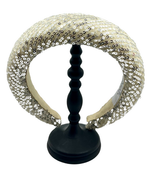 Emmie Padded Headband Off-White & Silver