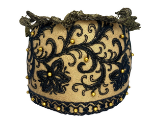 Goldreifen – Black & Gold with Symmetrical Floral Lace and Golden Pearl Embroidery