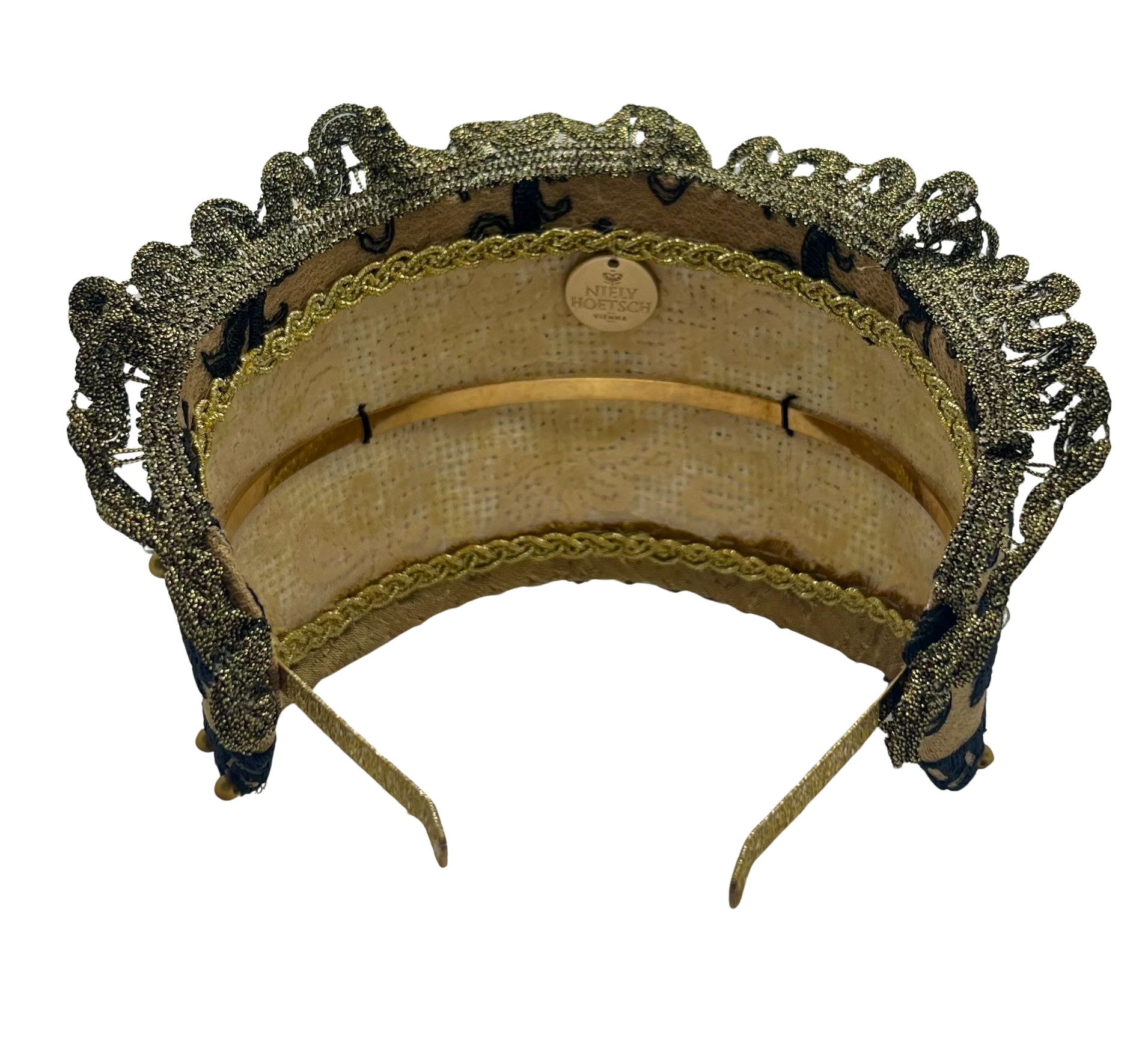 Goldreifen – Black & Gold with Symmetrical Floral Lace and Golden Pearl Embroidery