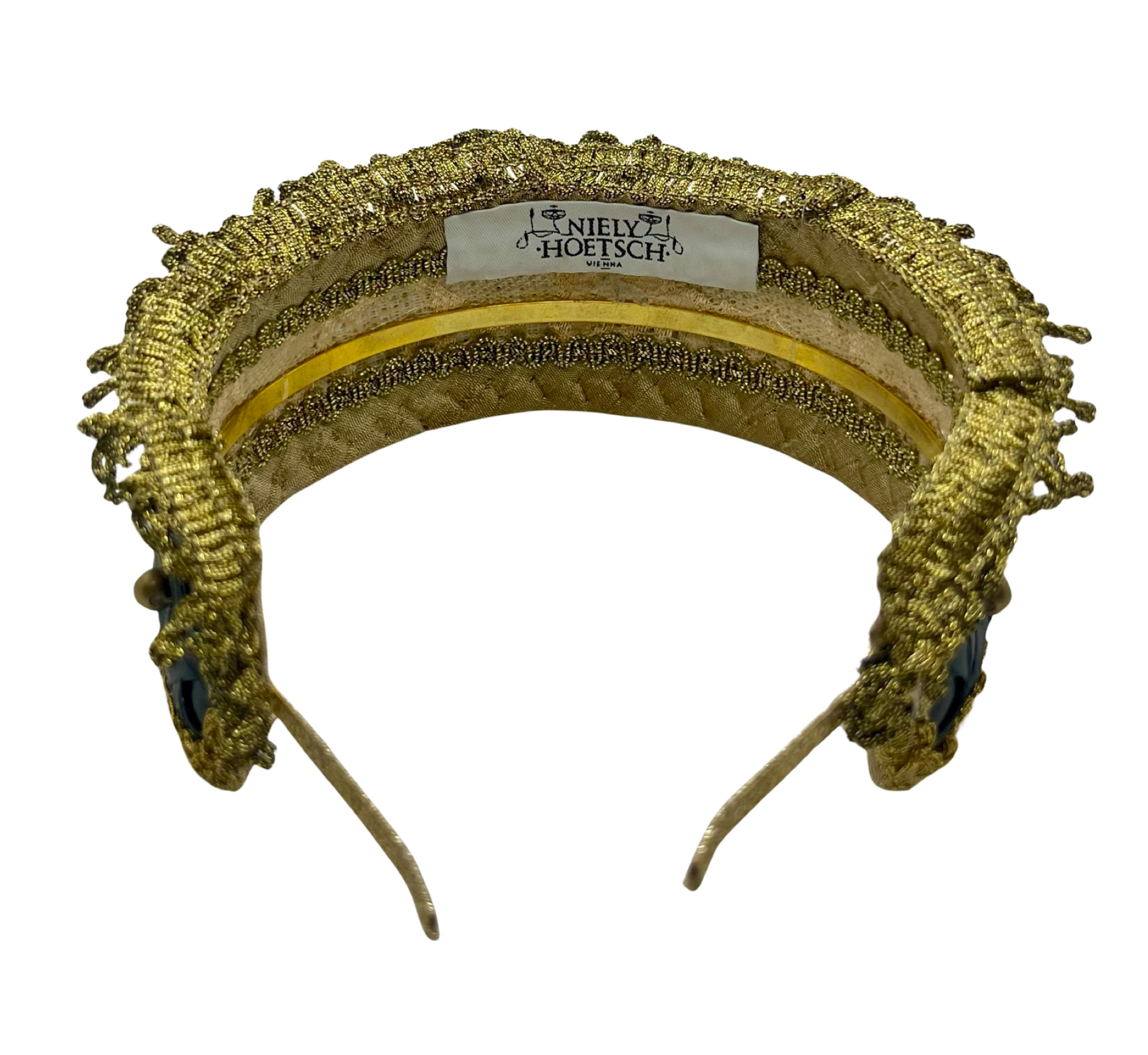 Goldreifen – Black & Gold with Cane-Weave Motif and Warm Lurex Embellishment