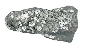 Emmie Flicker Knot Headband in Silver Sequins