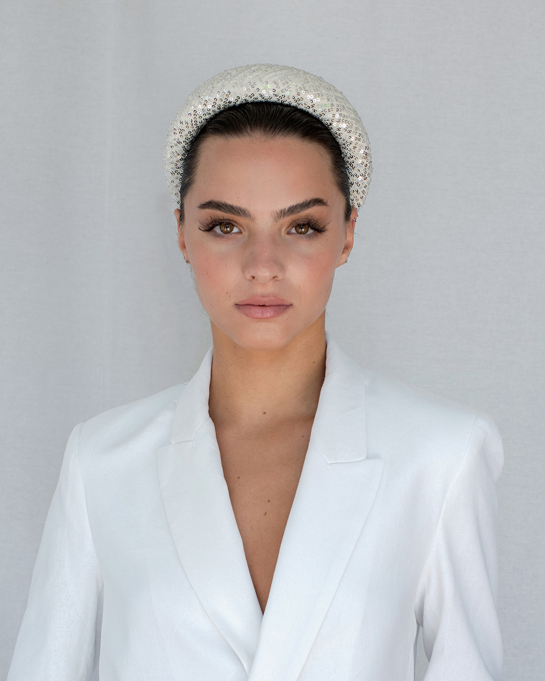 Emmie Padded Headband Off-White & Silver