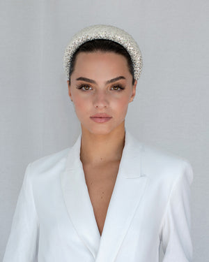 Emmie Padded Headband Off-White & Silver