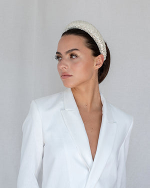 Emmie Padded Headband Off-White & Silver