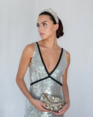 Emmie Flicker Knot Headband Silver Latte