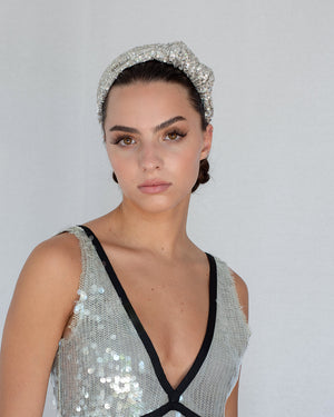 Emmie Flicker Knot Headband Silver Latte