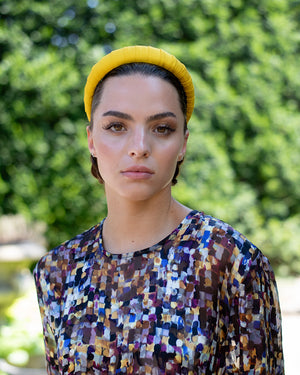 Melanie Croissant Headband Dupion Sunglow Yellow