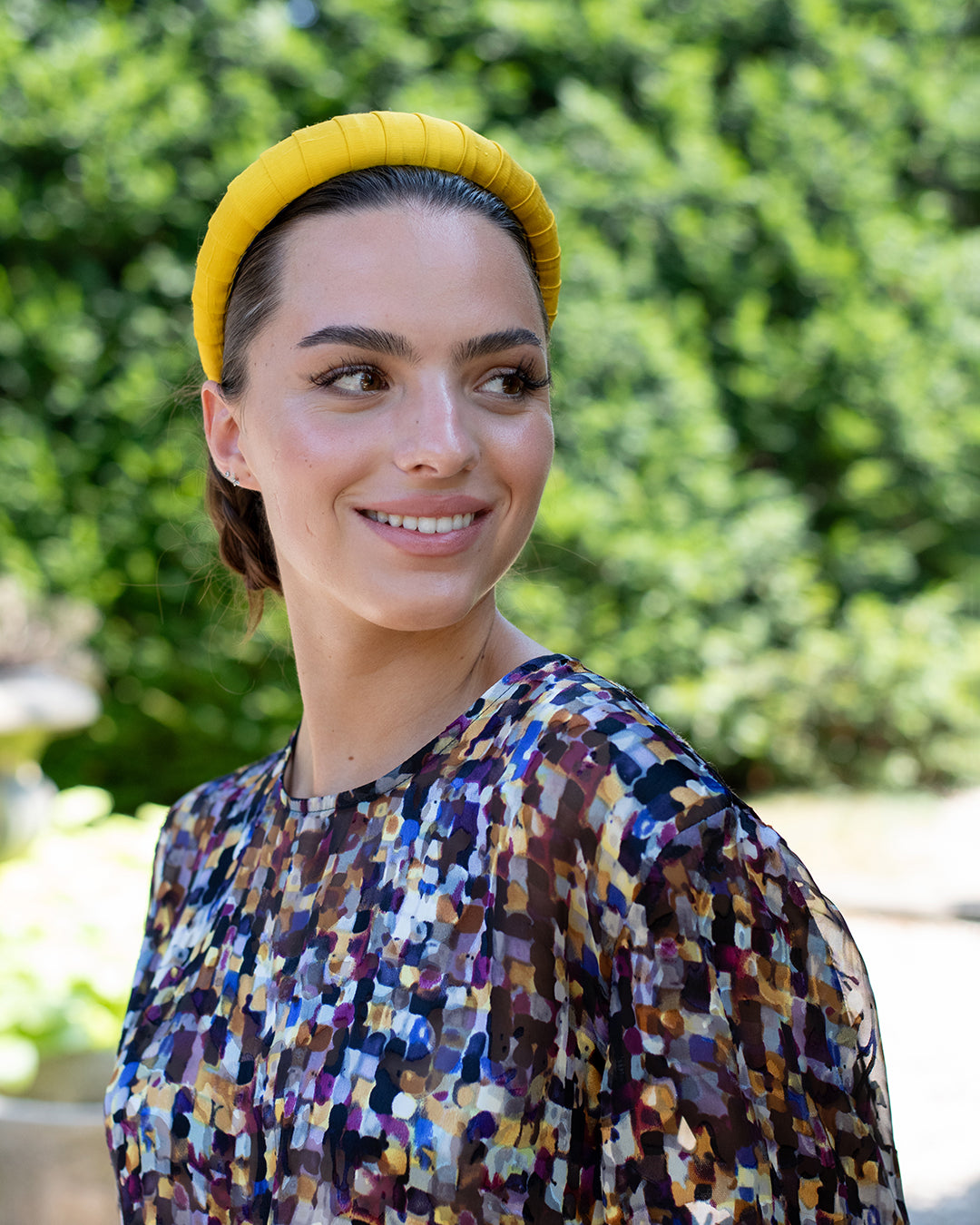 Melanie Croissant Headband Dupion Sunglow Yellow