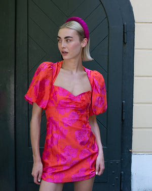 Melanie Croissant Headband Dupion Magenta