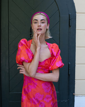 Melanie Croissant Headband Dupion Magenta