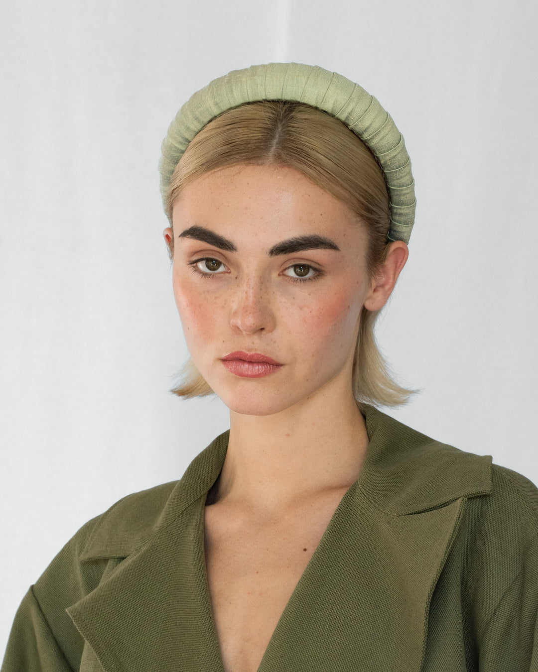 Melanie Croissant Headband Dupion Pistachio Green