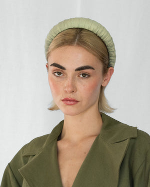 Melanie Croissant Headband Dupion Pistachio Green