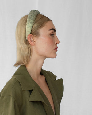 Melanie Croissant Headband Dupion Pistachio Green