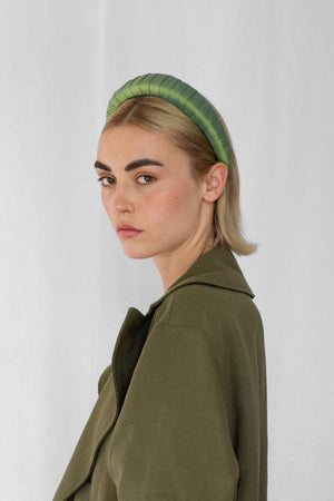 Melanie Croissant Headband Dupion Avocado Green