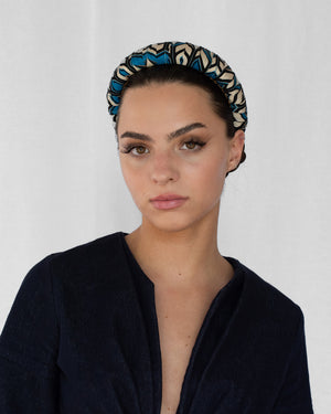 Merriwether Croissant Headband Geo Black+Blue+Cream
