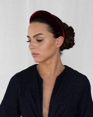 Scarlett Padded Headband Silk Velvet Bordeaux
