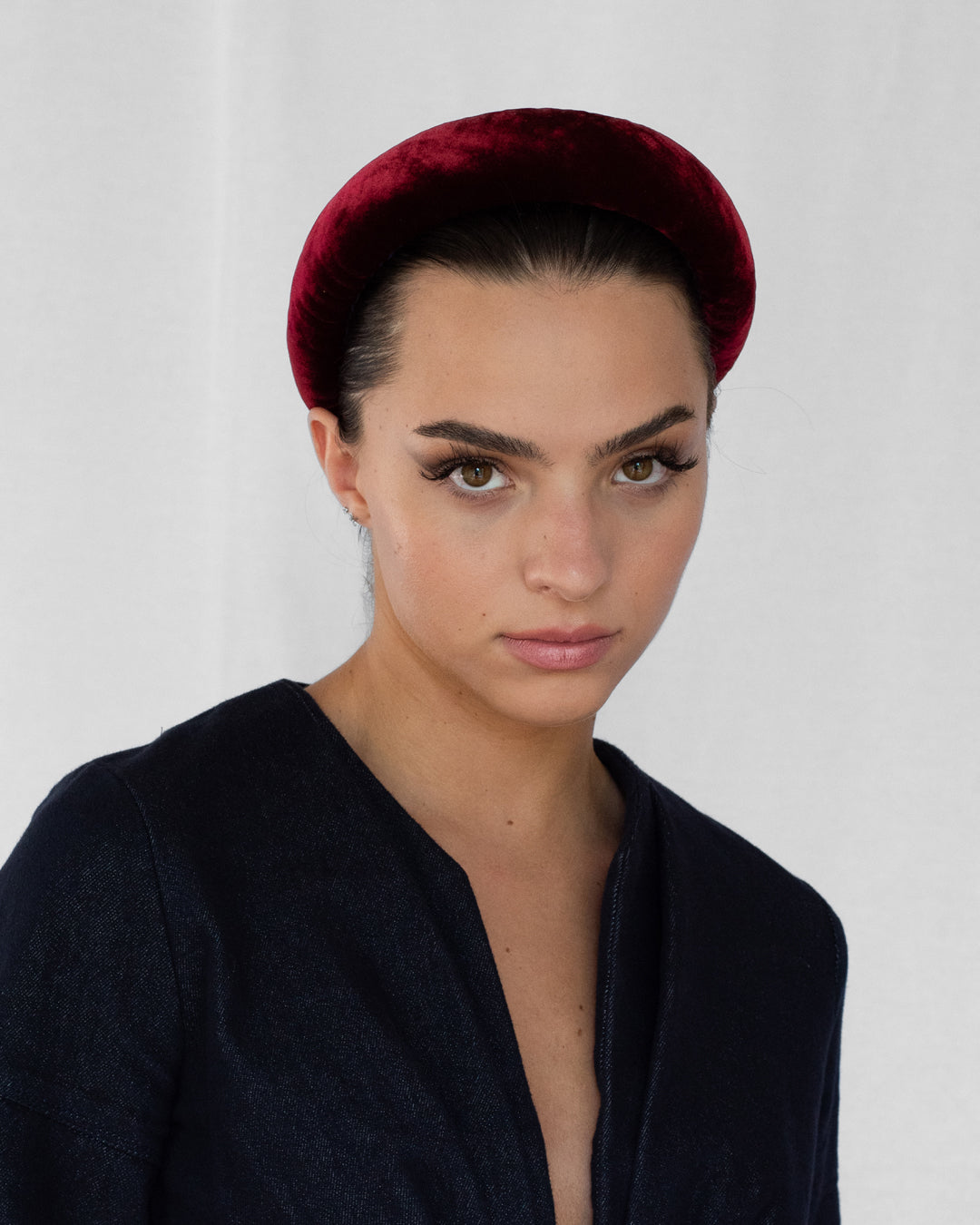 Scarlett Padded Headband Silk Velvet Bordeaux