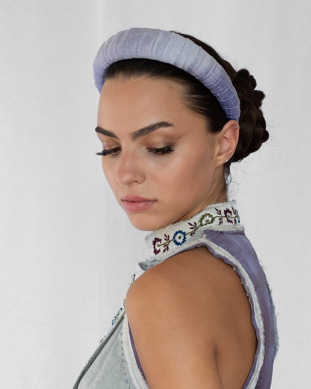 Melanie Croissant Headband Dupion Serenity Lavender