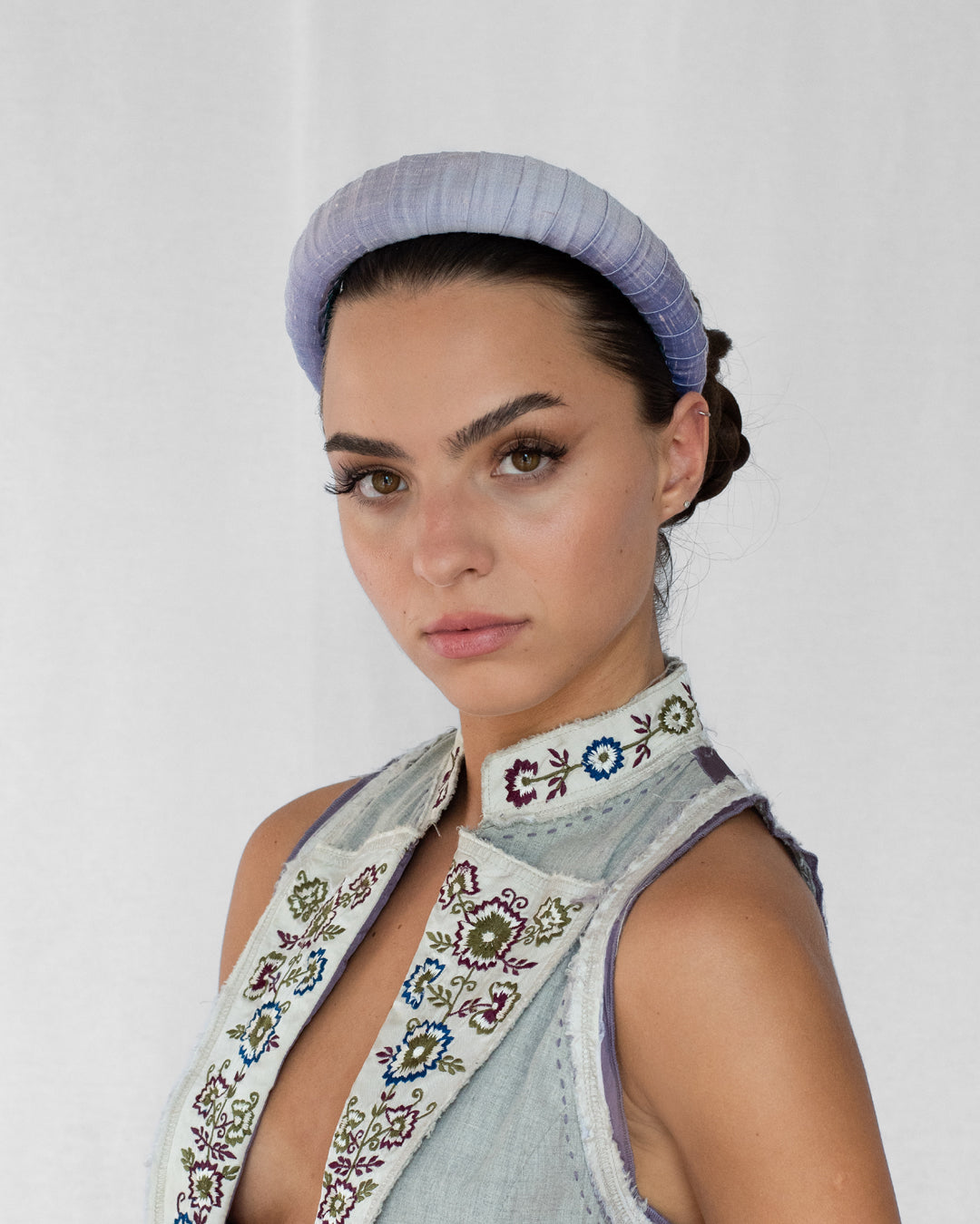 Melanie Croissant Headband Dupion Serenity Lavender