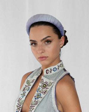 Melanie Croissant Headband Dupion Serenity Lavender