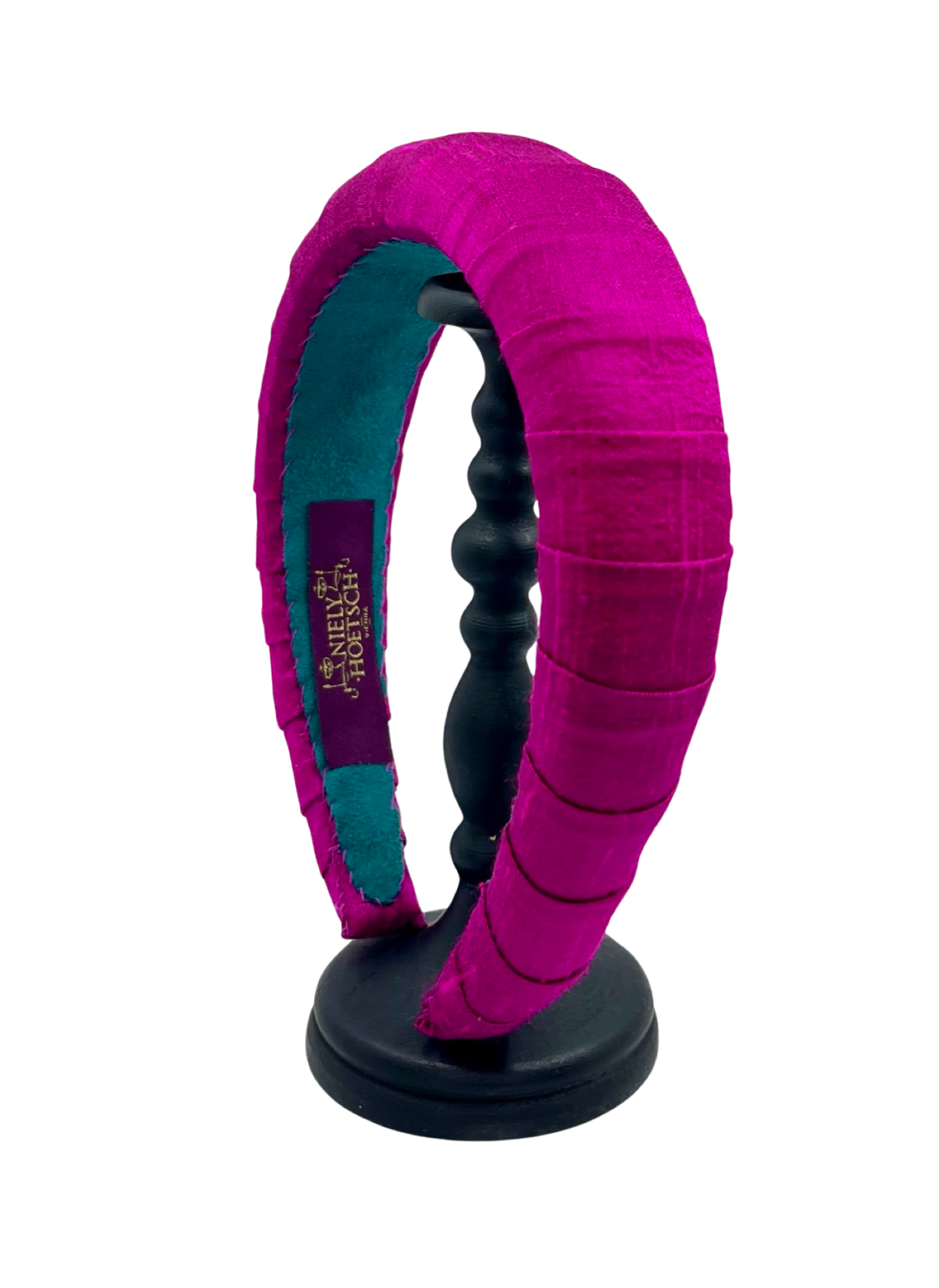Melanie Croissant Headband Dupion Magenta
